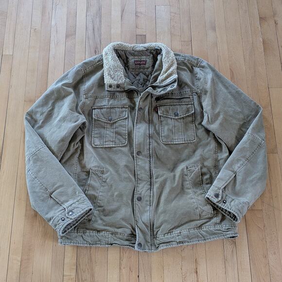 Vintage Y2K Levi's Canvas Utility Jacket Size L Brown Outdoor Work Grunge